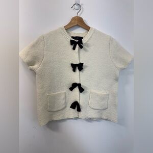 Zara Bow Knit Cardigan - Ecru - 9598/038